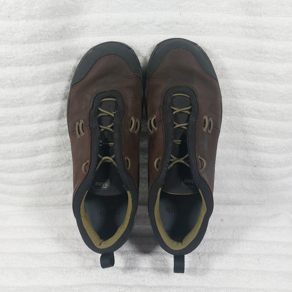 Ahnu Hiking Walking Shoes Brown Black Leather Bungee Lace Womens Size 9 - Picture 5 of 8